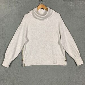 Varley Priya Sweatshirt Women's Medium Gray Longline Double Soft Cowl Neck